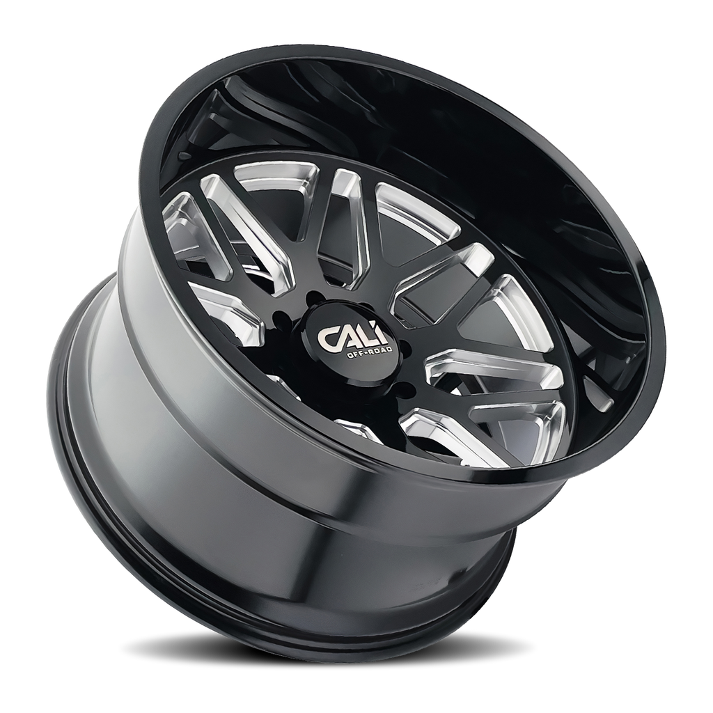 Cast Aluminum Wheels Invader 9115 GB-M 22x12 Milled Gloss Black 8 On 170 Bolt Pattern -51 Offset Cali Offroad Wheels