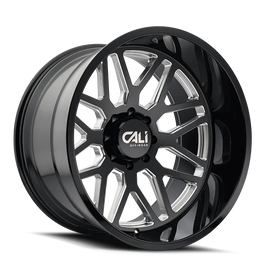 Cast Aluminum Wheels Invader 9115 GB-M 22x12 Milled Gloss Black 8 On 165.1 Bolt Pattern -51 Offset Cali Offroad Wheels
