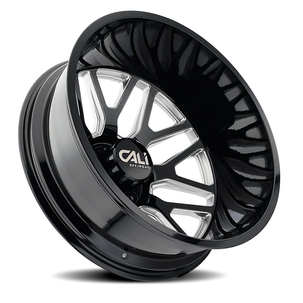 Dually Wheels Invader Dually 9115D GB-M 22x8.25 Milled Spokes Gloss Black 8 On 210 Bolt Pattern -232 Offset Cali Offroad Wheels