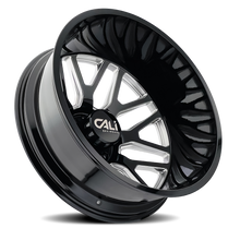 Load image into Gallery viewer, Dually Wheels Invader Dually 9115D GB-M 22x8.25 Milled Spokes Gloss Black 8 On 210 Bolt Pattern -232 Offset Cali Offroad Wheels