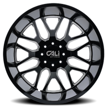 Load image into Gallery viewer, Dually Wheels Invader Dually 9115D GB-M 22x8.25 Milled Spokes Gloss Black 8 On 210 Bolt Pattern -232 Offset Cali Offroad Wheels