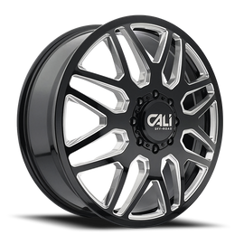 Dually Wheels Invader Dually 9115D GB-M 22x8.25 Milled Spokes Gloss Black 8 On 165.1 Bolt Pattern 115 Offset Cali Offroad Wheels