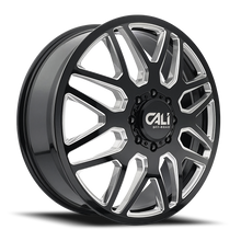 Load image into Gallery viewer, Dually Wheels Invader Dually 9115D GB-M 24x8.25 Milled Spokes Gloss Black 8 On 210 Bolt Pattern 115 Offset Cali Offroad Wheels