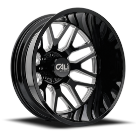 Dually Wheels Invader Dually 9115D GB-M 24x8.25 Milled Spokes Gloss Black 8 On 210 Bolt Pattern -232 Offset Cali Offroad Wheels