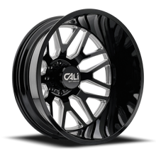 Load image into Gallery viewer, Dually Wheels Invader Dually 9115D GB-M 24x8.25 Milled Spokes Gloss Black 8 On 165.1 Bolt Pattern -232 Offset Cali Offroad Wheels