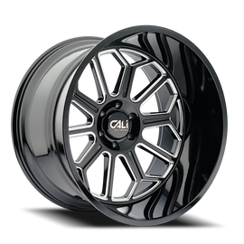 Cast Aluminum Wheels Auburn 9117 BM 22x12 Milled Gloss Black 8 On 165.1 Bolt Pattern -51 Offset Cali Offroad Wheels