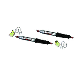Steering Stabilizer Dual Kit w/OEM Location Silver w/Black Boots Skyjacker
