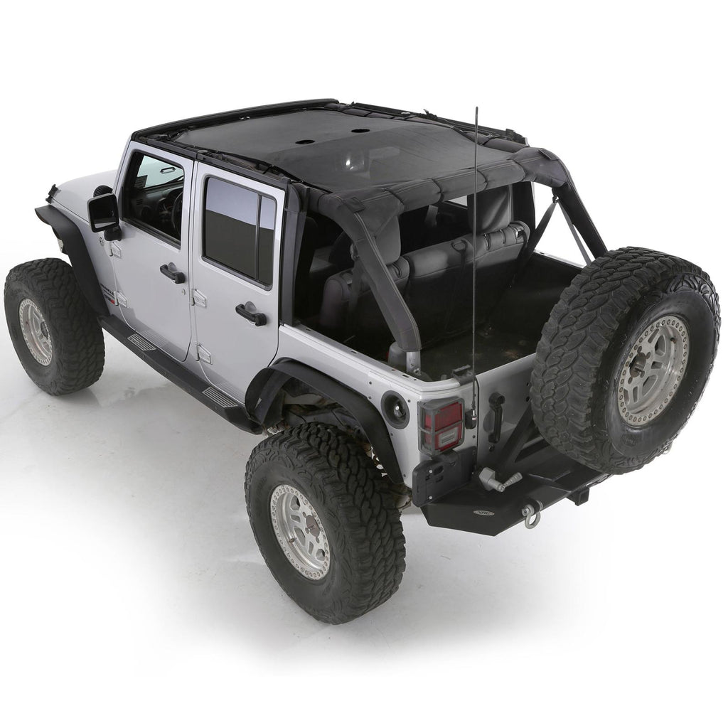 Cloak Extended Mesh Top 07-18 Wrangler JK 4 DR Black Smittybilt