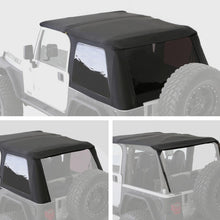 Load image into Gallery viewer, Bowless Soft Top Combo 97-06 Wrangler TJ OEM Replacement W/Tinted Windows Black Diamond Smittybilt