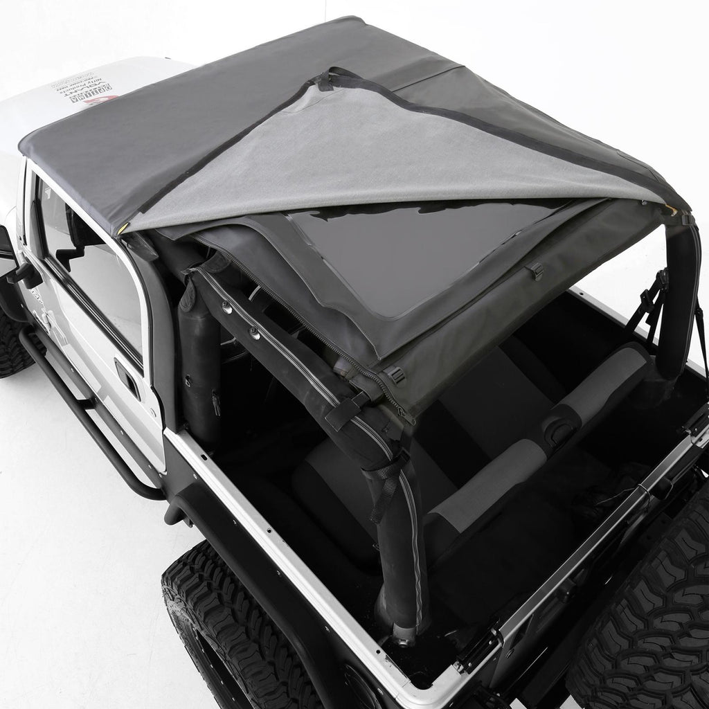Bowless Soft Top Combo 97-06 Wrangler TJ OEM Replacement W/Tinted Windows Black Diamond Smittybilt