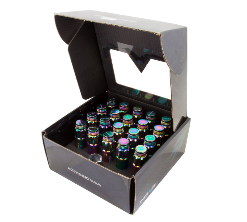 NRG 700 Series M12 X 1.5 Steel Lug Nut w/Dust Cap Cover Set 21 Pc w/Locks & Lock Socket - Neochrome NRGLN-LS700MC-21