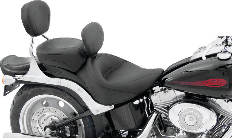 Mustang 06-17 Harley Softail Wide Tire (200mm) Wide Touring Solo Seat w/Driver Backrest - Black