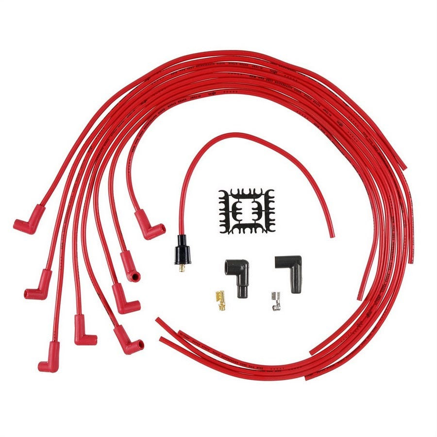 Spark Plug Wire Set- 8mm- Super Stock Universal-Graphite Core- 90 Deg Boots- Red  -  ACCEL 4041R