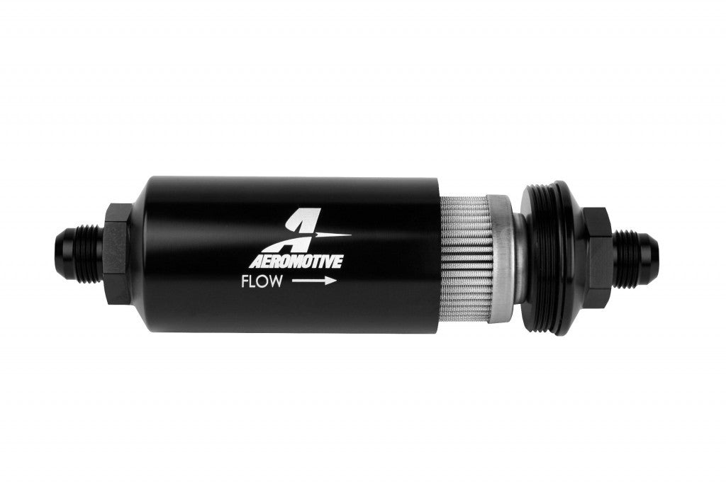 8an Inline Fuel Filter 100 Micron 2in OD Black - Aeromotive Fuel System 12379