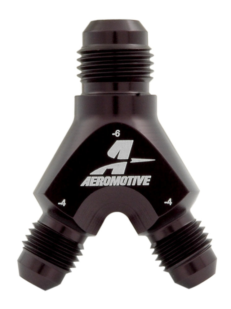 Y-Block Fitting - 6an to 2 x -4an - Aeromotive Fuel System 15671