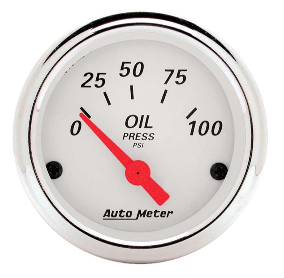 AutoMeter GAUGE; OIL PRESS; 2 1/16in.; 100PSI; ELEC; ARCTIC WHITE