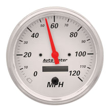 Load image into Gallery viewer, AutoMeter GAUGE; SPEEDOMETER; 5in.; 120MPH; ELEC. PROG. W/LCD ODO; ARCTIC WHITE