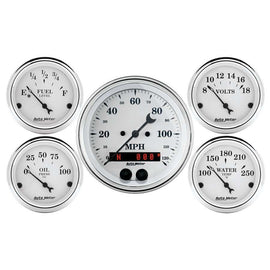 Old Tyme White Gauge Kit w/GPS Speedo - AutoMeter 1650