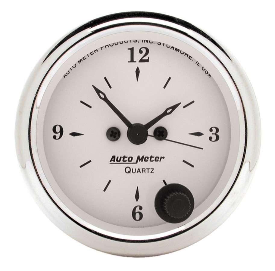 AutoMeter GAUGE; CLOCK; 2 1/16in.; 12HR; ANALOG; OLD TYME WHITE
