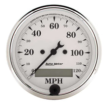 Load image into Gallery viewer, AutoMeter GAUGE; SPEEDO.; 3 1/8in.; 120MPH; ELEC. PROG. W/LCD ODO; OLD TYME WHITE