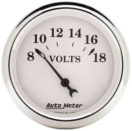 Old Tyme White 2 1/16in Voltmeter 8-18 - AutoMeter 1692