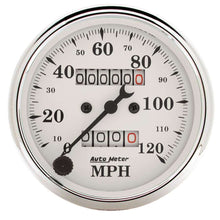 Load image into Gallery viewer, AutoMeter GAUGE; SPEEDOMETER; 3 1/8in.; 120MPH; MECHANICAL; OLD TYME WHITE