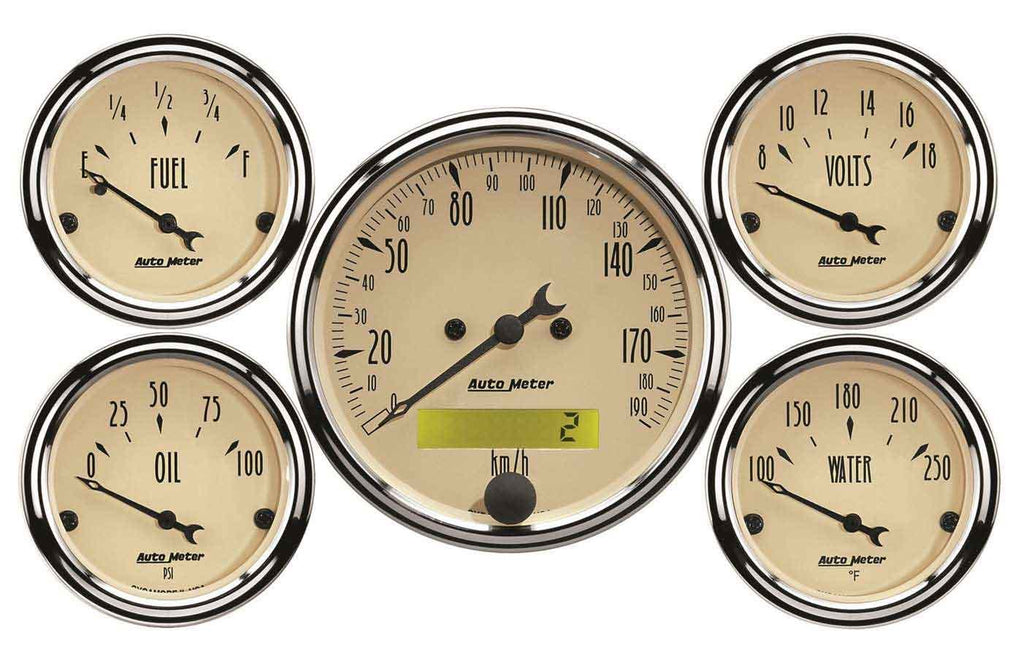 A/B 5pc. Gauge Kit w/ Elec. Speedo - Metric - AutoMeter 1809-M