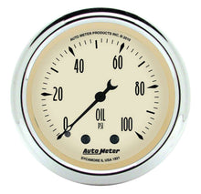 Load image into Gallery viewer, AutoMeter GAUGE; OIL PRESS; 2 1/16in.; 100PSI; MECH; ANTIQUE BEIGE