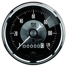 Load image into Gallery viewer, AutoMeter GAUGE; SPEEDO; 3 3/8in.; 120MPH; ELEC. PROGRAM W/WHEEL ODO; PRESTIGE BLK. DIAMON