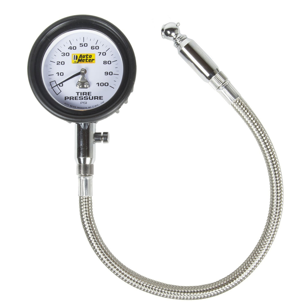 Tire Press. Gauge 0-100 PSI Analog w/Bleed Valve - AutoMeter 2164