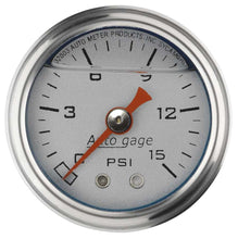Load image into Gallery viewer, 1-1/2in Pressure Gauge - 0-15psi - Silver Face - AutoMeter 2178
