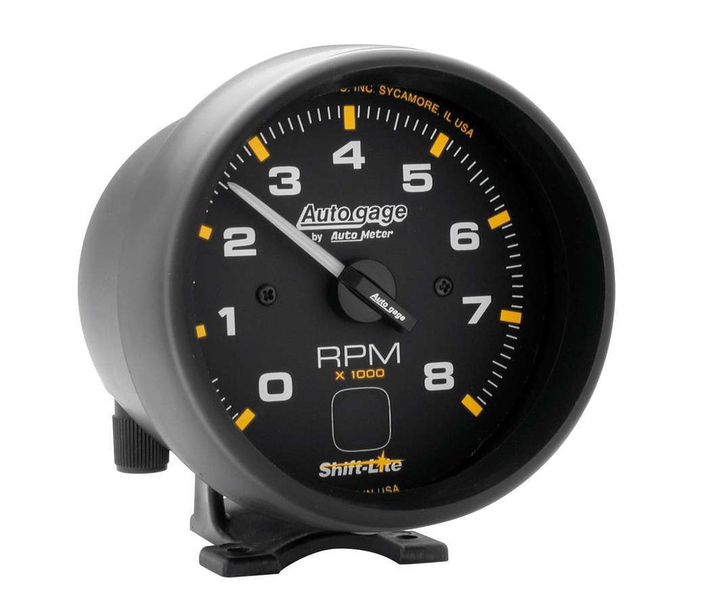 AutoMeter GAUGE; TACH; 3 3/4in.; 8K RPM; PEDESTAL W/SHIFT LIGHT; BLK DIAL BLK CASE; AG