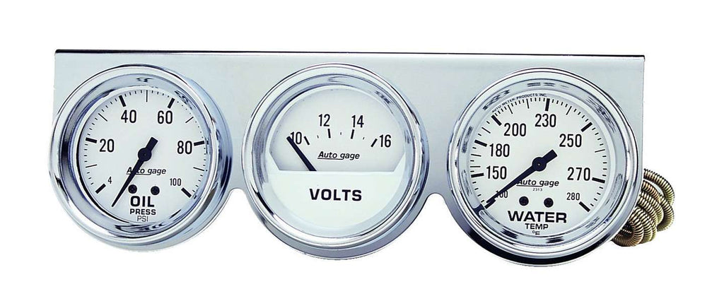 2-5/8in Oil/Volt/Water Chrome Console - AutoMeter 2329