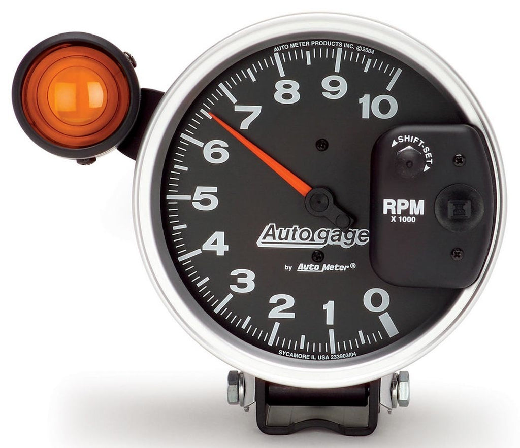 AutoMeter GAUGE; TACHOMETER; 5in.; 10K RPM; PEDESTAL W/EXT. SHIFT-LITE; BLACK; AUTO GAGE