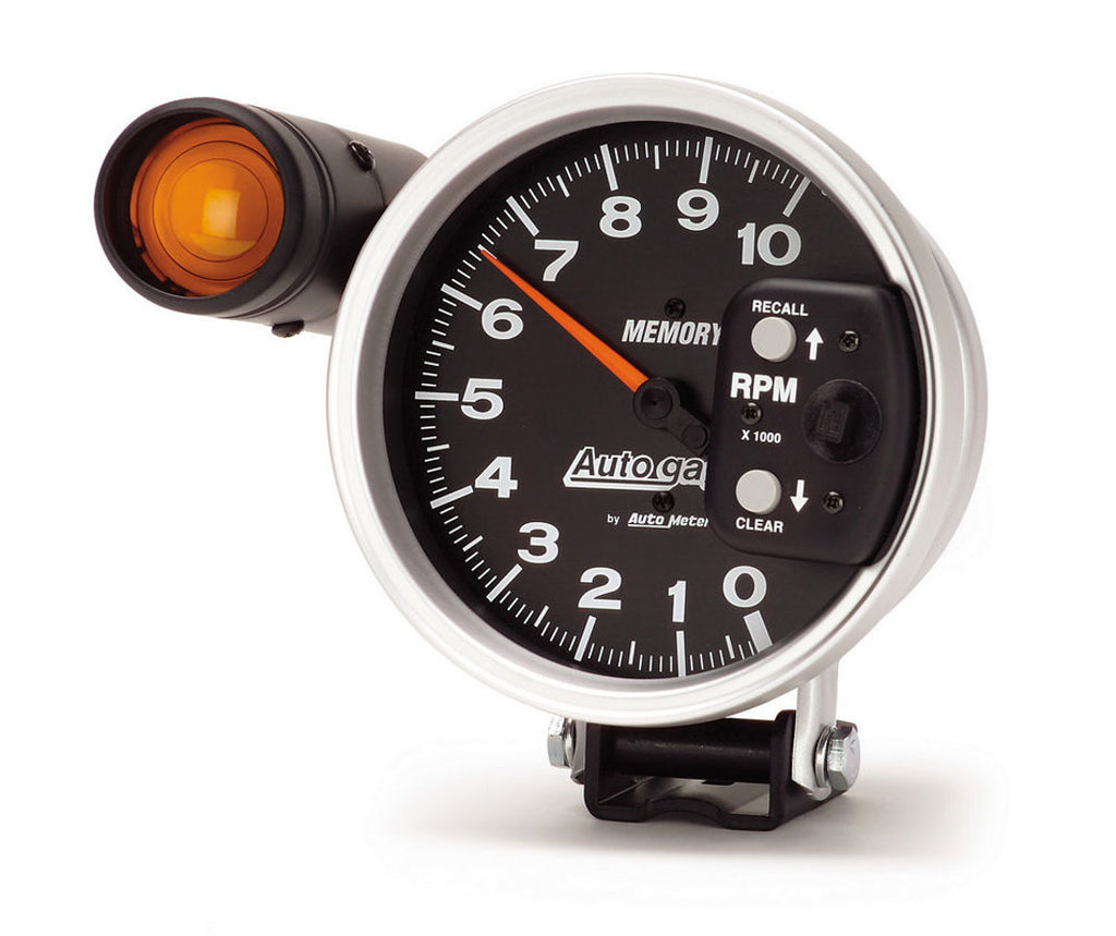AutoMeter GAUGE; TACH; 5in.; 10K RPM; PEDESTAL W/EXT. SHIFT-LITE/MEM; BLACK; AUTO GAGE