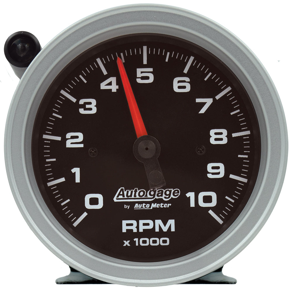 AutoMeter GAUGE; TACH; 3 3/4in.; 10K RPM; PEDESTAL W/EXT SHIFT LIGHT; BLK DIAL BLK CASE; A