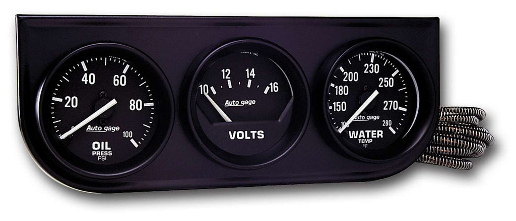 2in Black Mech Gauge Pnl 3-Gauge Oil/Volt/Water - AutoMeter 2397