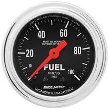 Load image into Gallery viewer, AutoMeter GAUGE; FUEL PRESSURE; 2 1/16in.; 100PSI; MECHANICAL; TRADITIONAL CHROME