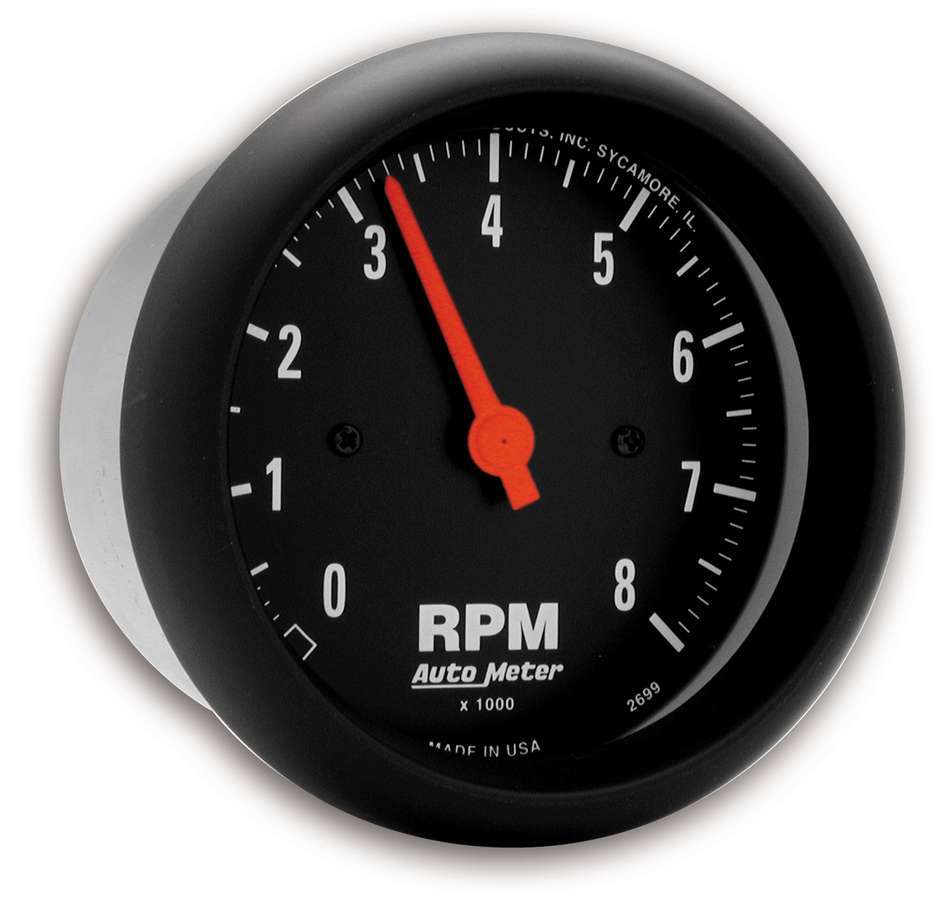 AutoMeter GAUGE; TACHOMETER; 3 3/8in.; 8K RPM; IN-DASH; Z-SERIES