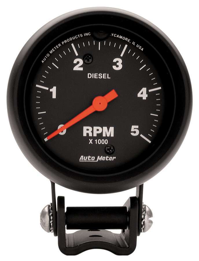 AutoMeter GAUGE; TACHOMETER; 2 5/8in.; 5K RPM DIESEL; PEDESTAL; Z-SERIES