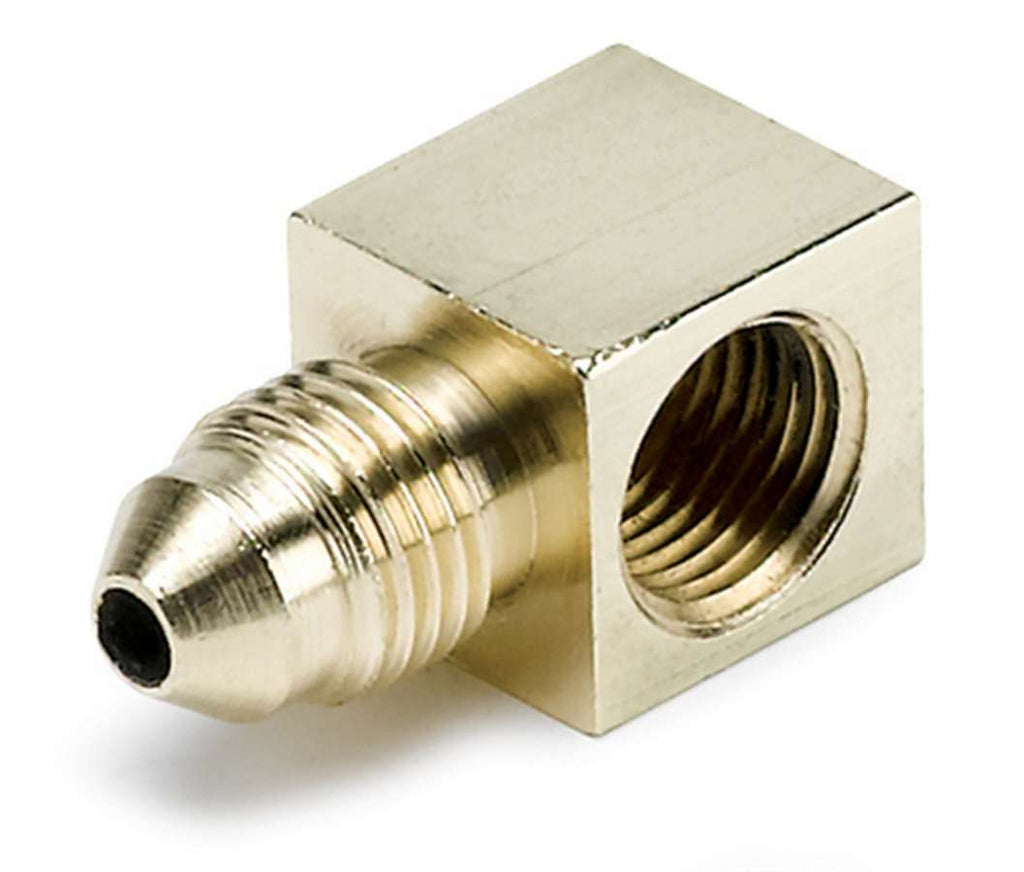 AutoMeter FITTING; ADAPTER; 90 deg.; 1/8in. NPTF FEMALE TO-3AN MALE; BRASS