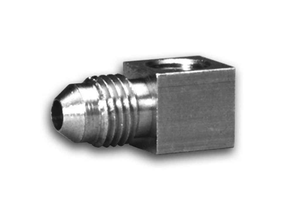 AutoMeter FITTING; ADAPTER; 90 deg.; 1/8in. NPTF FEMALE TO-4AN MALE; BRASS