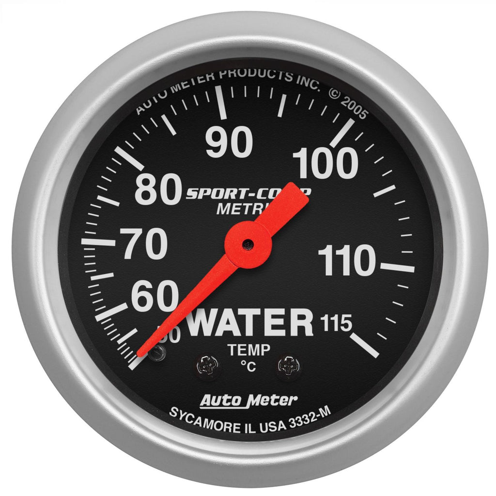 AutoMeter GAUGE; WATER TEMP; 2 1/16in.; 50-115deg.C; MECHANICAL; SPORT-COMP