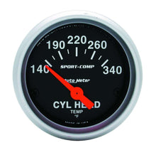 Load image into Gallery viewer, 2-1/16in S/C Cylinder Hd Temp. Gauge 140-340 - AutoMeter 3336