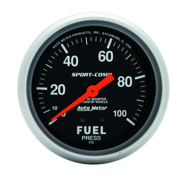 0-100 Fuel Press Gauge - AutoMeter 3412