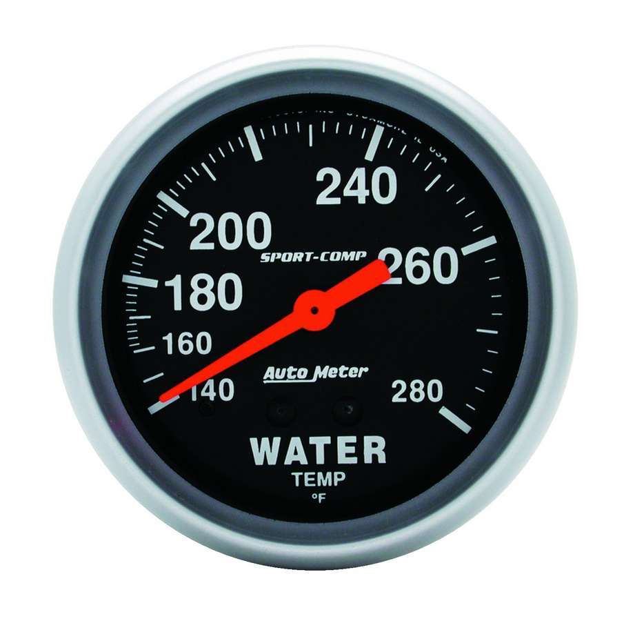 AutoMeter GAUGE; WATER TEMP; 2 5/8in.; 140-280deg.F; MECHANICAL; SPORT-COMP