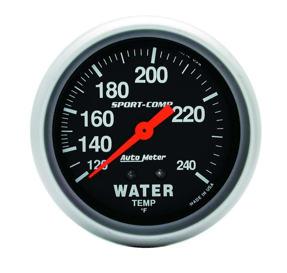 AutoMeter GAUGE; WATER TEMP; 2 5/8in.; 120-240deg.F; MECHANICAL; SPORT-COMP