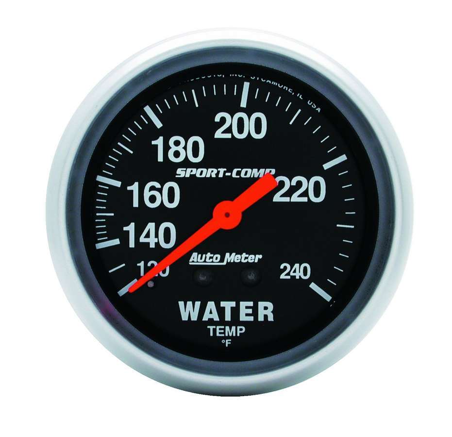 AutoMeter GAUGE; WATER TEMP; 2 5/8in.; 120-240deg.F; MECHANICAL; 12FT.; SPORT-COMP