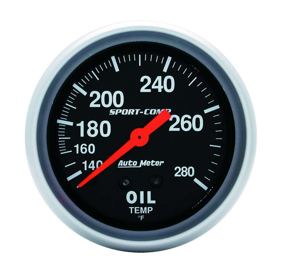 AutoMeter GAUGE; OIL TEMP; 2 5/8in.; 140-280deg.F; MECHANICAL; 12 FT.; SPORT-COMP