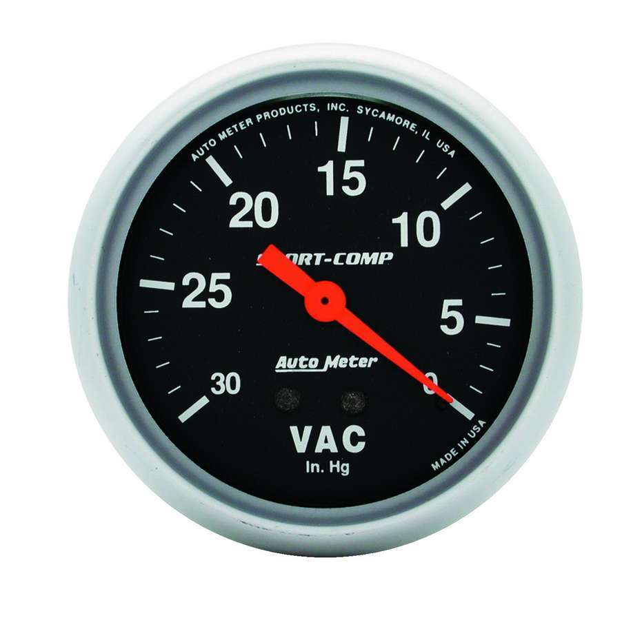 AutoMeter GAUGE; VACUUM; 2 5/8in.; 30INHG; MECHANICAL; SPORT-COMP